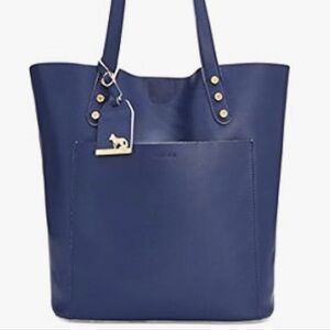 Emma Fox Blue Leather Tote Bag